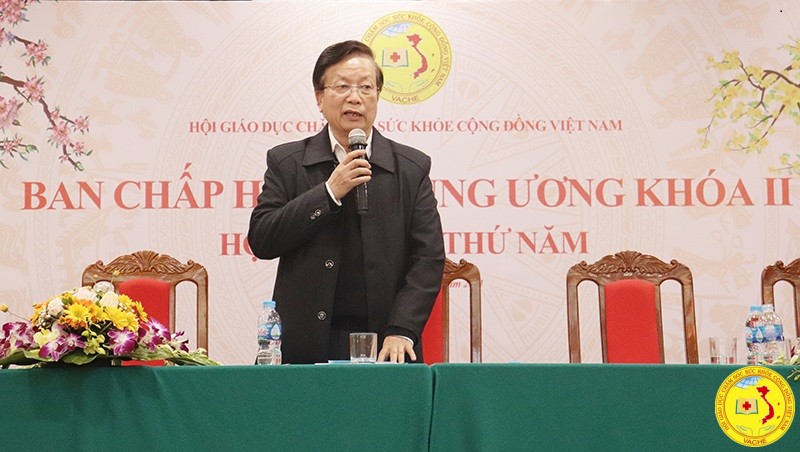 Ông Nguyễn Hồng Quân - Nguyên Bộ Trưởng Bộ Xây Dựng - Chủ tịch TW Hội Giáo Dục Chăm Sóc Sức Khỏe Cộng Đồng Việt Nam phát biểu tại hội nghị.